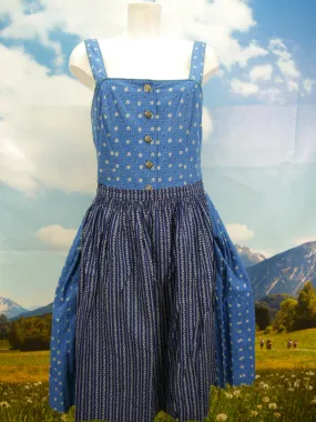 Alphorn Balkonett mit Edelweiß Enzianmotiv fesches Dirndl mit Schürze Gr.40