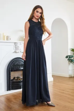 Fashion Abendkleider Lang Navy Blau | Abiballkleider mit Spitze