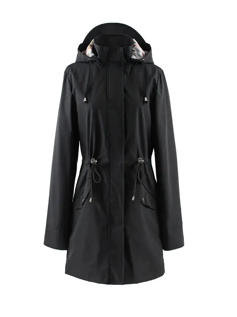 Heidi-Mode | Wasserdichte Outdoor-Regenjacke mit Druck und Kapuze für Frauen Perfekt für Outdoor-Aktivitäten