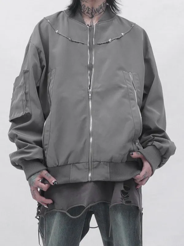 Herren-Bomberjacke mit Reißverschluss und Metalldekor