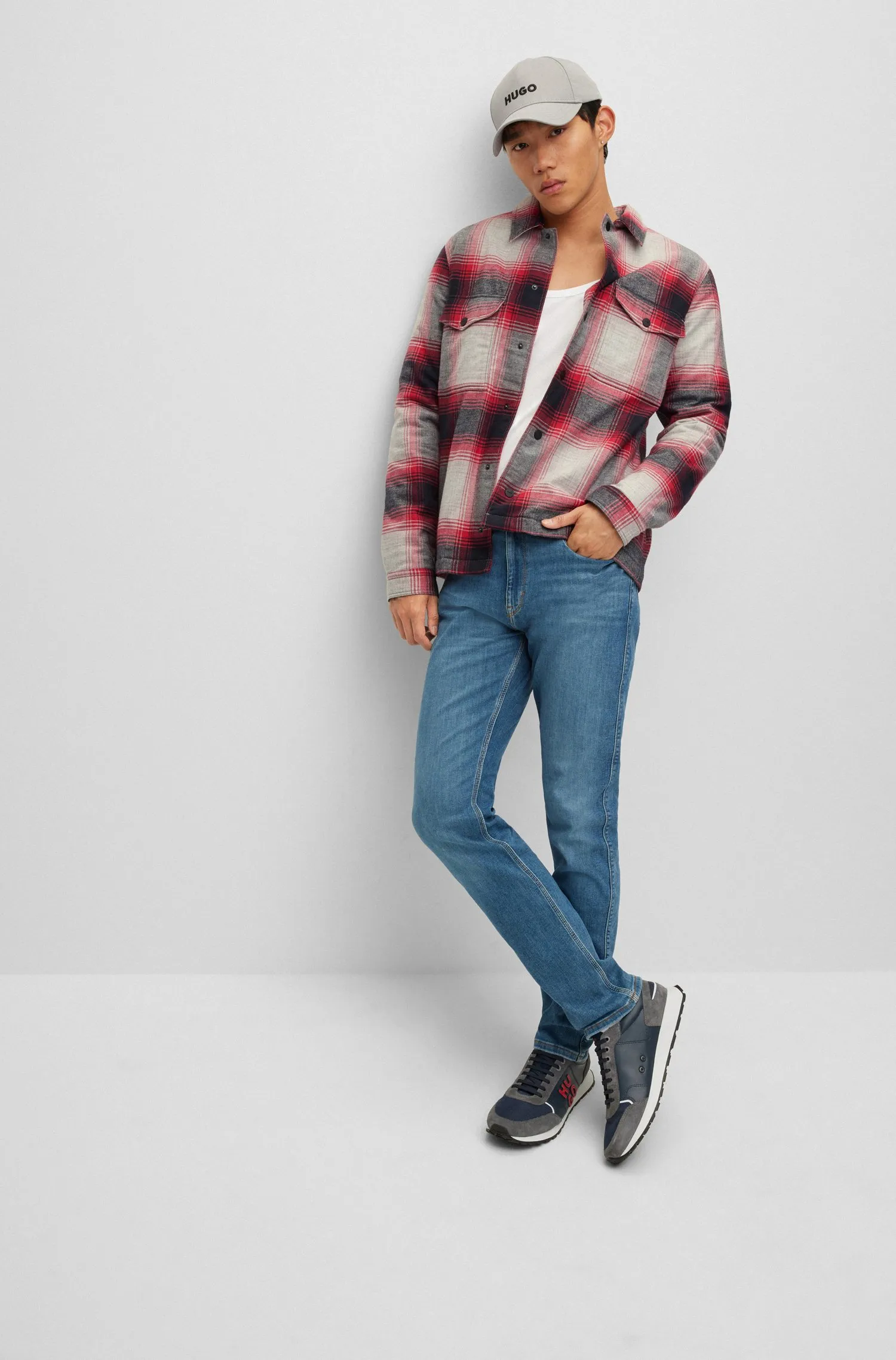 HUGO Checked Cotton Twill Overshirt Enalu   