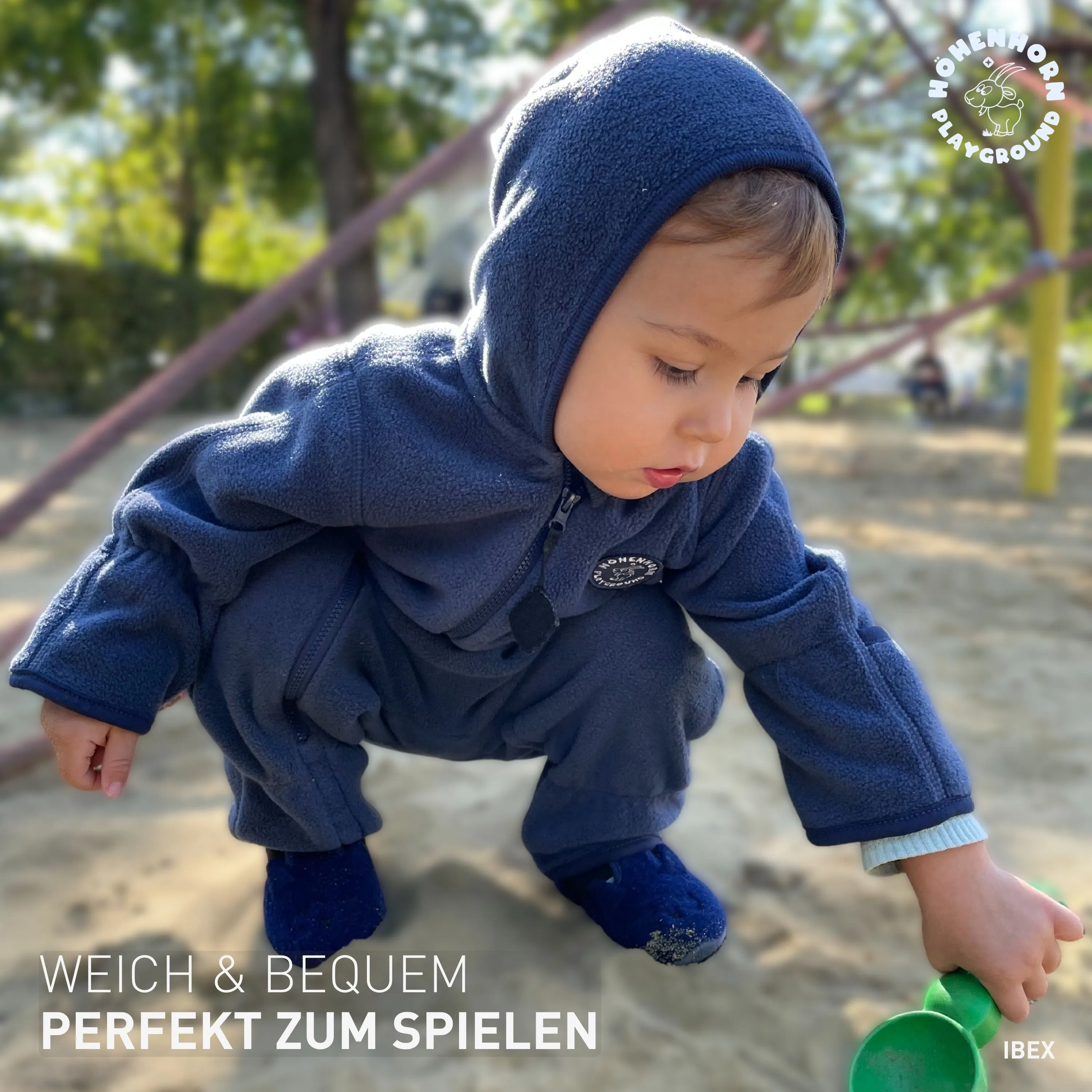 Höhenhorn Ibex Baby Fleece Overall Winter Herbst Strampler Kleinkind mit Kapuze