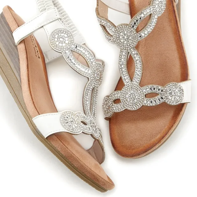LASCANA Sandalette, mit Schmucksteinen, Glitzer, elastische Riemen, Sandale,Sommerschuh