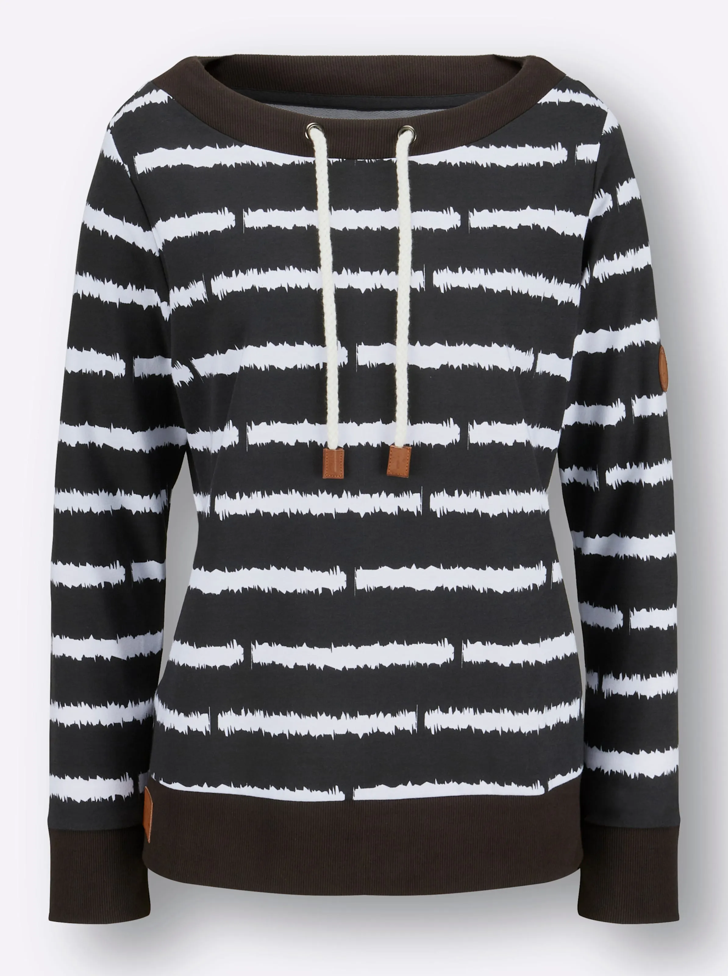 Sweatshirt in schwarz-ecru