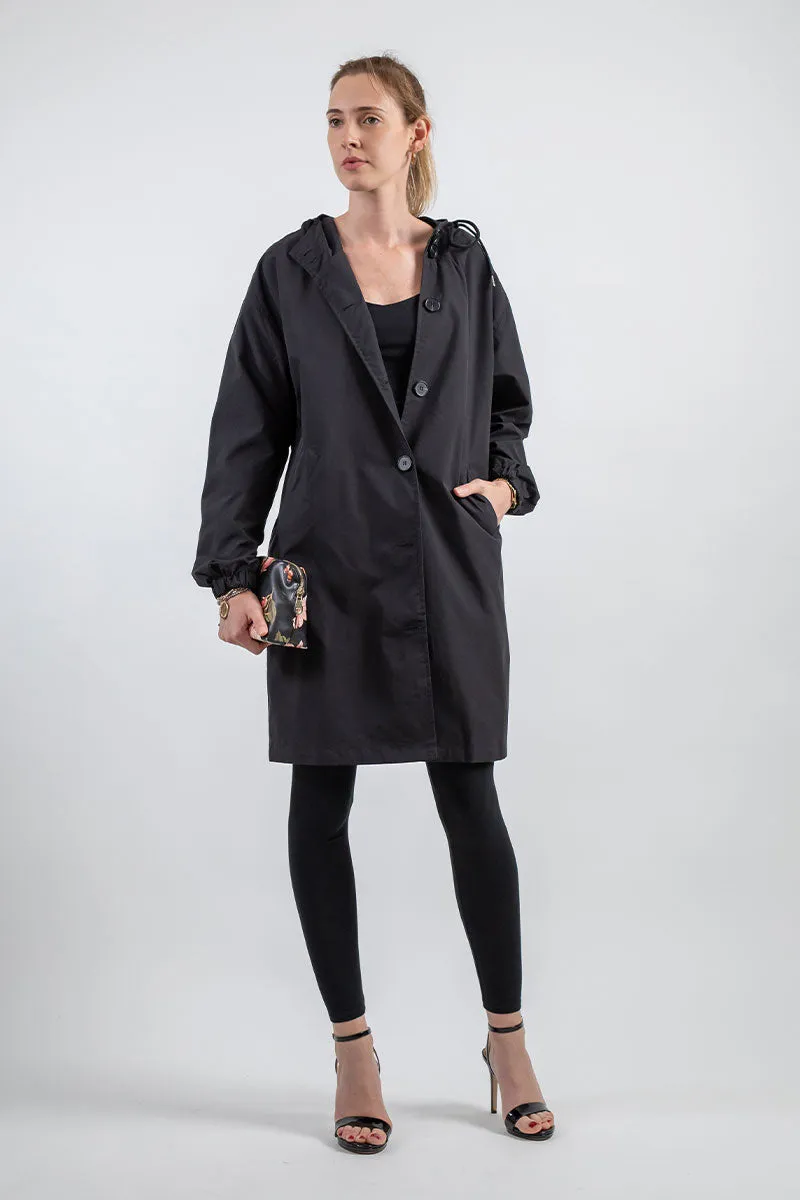 Wasserfeste Oversize Knopf-Regenjacke Mit Kapuze Für Damen | Ideal für