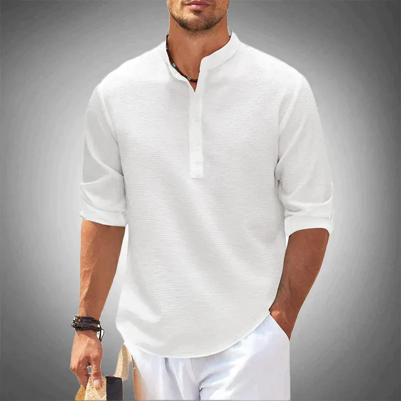 Weißes lässiges Henley-Shirt